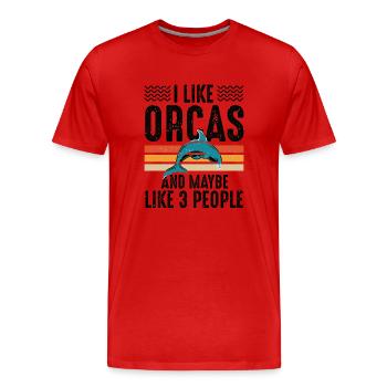 Orque Mer Nature Drôle Animaux Marins Eau Océan - T-shirt bio Premium Homme - rouge - Devant - Damien (186cm)