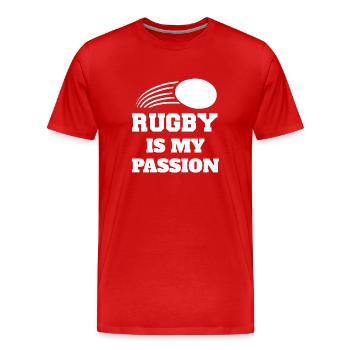 Rugby Rugby Coach Rugby Team Gift Rugby Player - Men's Premium Organic T-Shirt - red - Front - Damien (186cm)