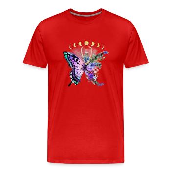 Butterfly Flower Floral Flowers Flowers - Men's Premium Organic T-Shirt - red - Front - Damien (186cm)
