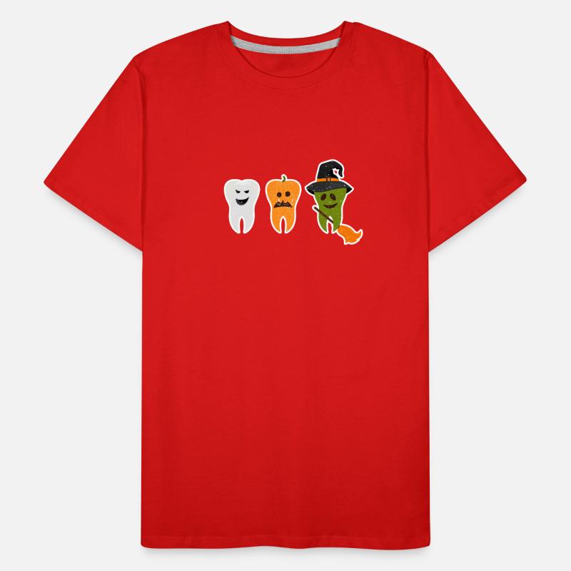 Teeth Ghost Pumpkin Witch Cute Dentist Men's Premium Organic T-Shirt