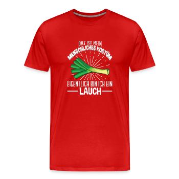 Lauch Kostüm Bodybuilding Satire Gym Jga - Männer Premium Bio T-Shirt - Rot - Vorne - Damien (186cm)