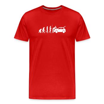 Automechaniker Evolution - Männer Premium Bio T-Shirt - Rot - Vorne - Damien (186cm)
