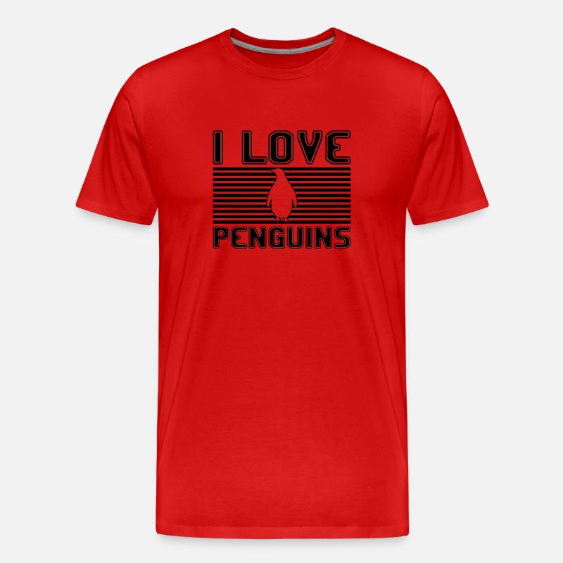 I love penguins - Männer Premium Bio T-Shirt - Rot