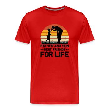 Père & Fils Meilleurs Amis pour la Vie - Père Fils - T-shirt bio Premium Homme - rouge - Devant - Damien (186cm)