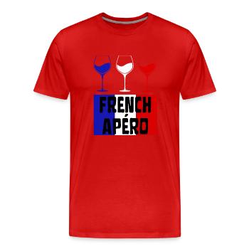 FRENCH APÉRO Vin Français bleu blanc et rouge - T-shirt bio Premium Homme - rouge - Devant - Damien (186cm)
