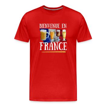 Bières Bienvenue en France - T-shirt bio Premium Homme - rouge - Devant - Damien (186cm)