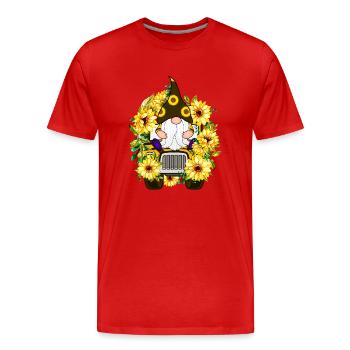 Camion Tournesol Gnome - T-shirt bio Premium Homme - rouge - Devant - Damien (186cm)
