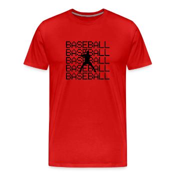 Baseball - Männer Premium Bio T-Shirt - Rot - Vorne - Damien (186cm)
