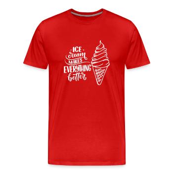 Ice cream makes everything better - T-shirt bio Premium Homme - rouge - Devant - Damien (186cm)