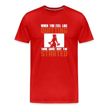 nicht aufgeben fitness - Männer Premium Bio T-Shirt - Rot - Vorne - Damien (186cm)