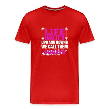 squats fitness - T-shirt bio Premium Homme - rouge - Devant - Damien (186cm)