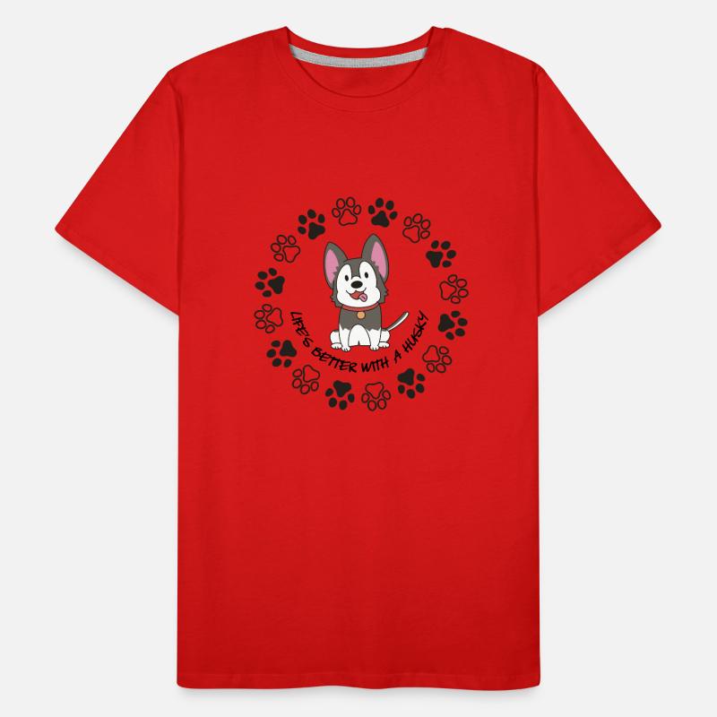 DAS LEBEN IST BESSER MIT EINEM HUSKY Männer Premium Bio T-Shirt