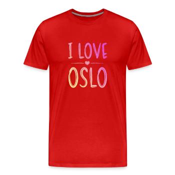 J’aime Oslo - T-shirt bio Premium Homme - rouge - Devant - Damien (186cm)