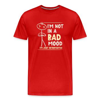 Je ne suis pas de mauvaise humeur, je suis seulement introverti - T-shirt bio Premium Homme - rouge - Devant - Damien (186cm)
