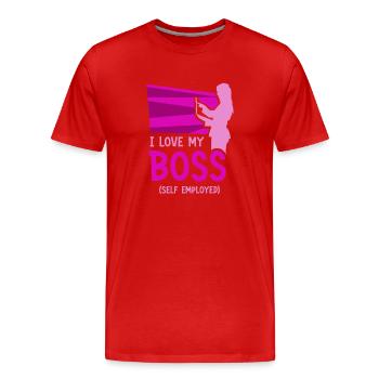 J’aime mon patron indépendant freelance - T-shirt bio Premium Homme - rouge - Devant - Damien (186cm)