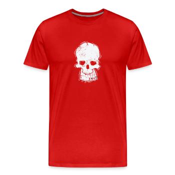 Crâne avec skat de cartes ou jeu de cartes de poker - T-shirt bio Premium Homme - rouge - Devant - Damien (186cm)