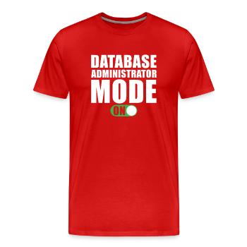 Database Administrator Mode On - Men's Premium Organic T-Shirt - red - Front - Damien (186cm)