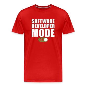 Mode développeur de logiciel activé - T-shirt bio Premium Homme - rouge - Devant - Damien (186cm)