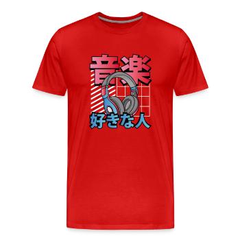 Cute Kawaii Gaming Headset - Men's Premium Organic T-Shirt - red - Front - Damien (186cm)
