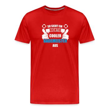 Bademeister Rettungsschwimmer Schwimmmeister - Männer Premium Bio T-Shirt - Rot - Vorne - Damien (186cm)
