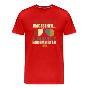 Bademeister Rettungsschwimmer Schwimmmeister - Männer Premium Bio T-Shirt - Rot - Vorne - Damien (186cm)