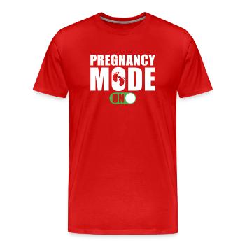 Pregnancy Mode On - Men's Premium Organic T-Shirt - red - Front - Damien (186cm)