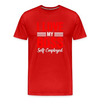 I love my boss (self-employed) freelancer - Men's Premium Organic T-Shirt - red - Front - Damien (186cm)