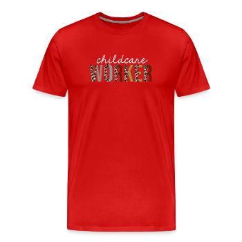 Childcare Worker Leopard Print Funny Gift - Men's Premium Organic T-Shirt - red - Front - Damien (186cm)