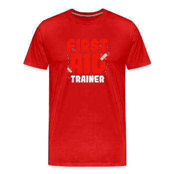 Instructeur de secourisme Mesures immédiates Cours Enseignant - T-shirt bio Premium Homme - rouge - Devant - Damien (186cm)