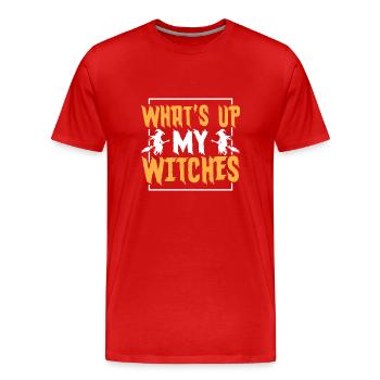 Effrayant halloween citrouille sorcières fantômes zombies - T-shirt bio Premium Homme - rouge - Devant - Damien (186cm)