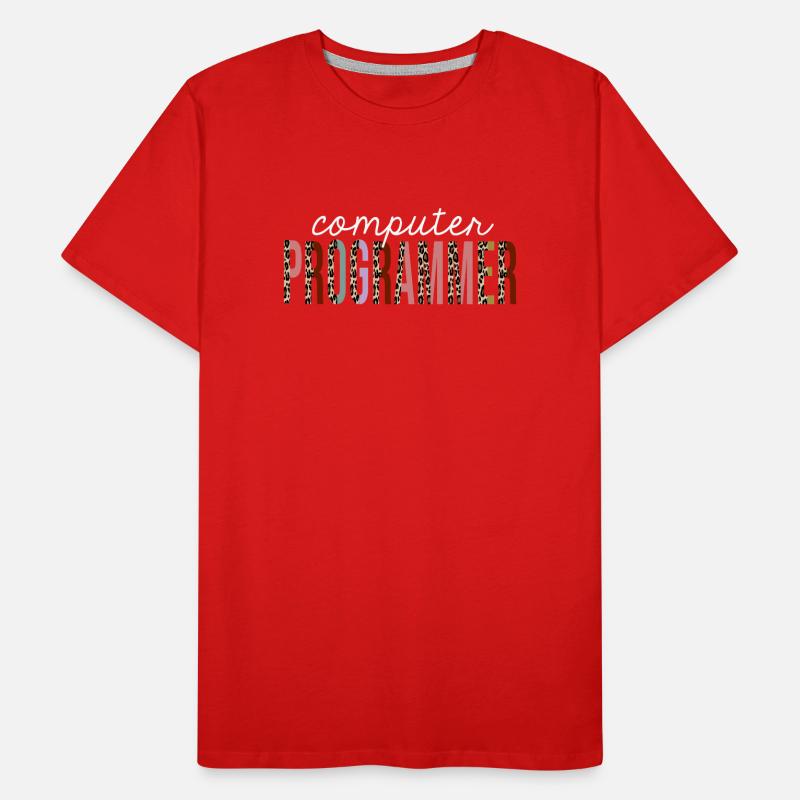 Computer Programmer Leopard Print Funny Gift Men's Premium Organic T-Shirt