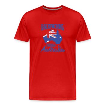 Backpacking through Australia Sydney - Männer Premium Bio T-Shirt - Rot - Vorne - Damien (186cm)