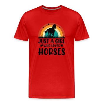 Reiten Pferde Mädchen Hengst Fohlen Tier Reitsport - Männer Premium Bio T-Shirt - Rot - Vorne - Damien (186cm)