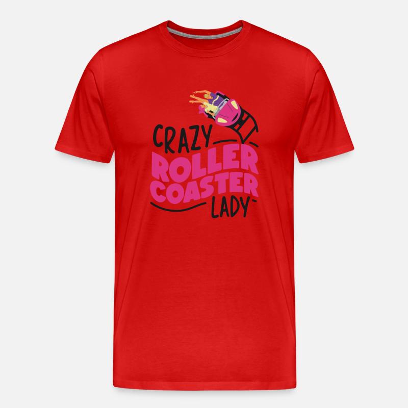 Roller Coaster Girl Crazy Roller - Männer Premium Bio T-Shirt - Rot
