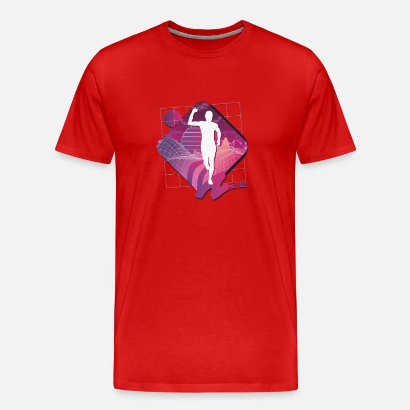 Vaporwave Synthwave Marathon, Trailrunning - Männer Premium Bio T-Shirt - Rot