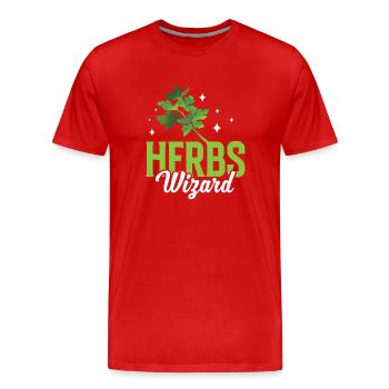 Herbes Magicien Jardin d’herbes Herboristerie Herbe herbacée - T-shirt bio Premium Homme - rouge - Devant - Damien (186cm)