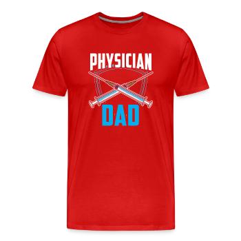 Docteur Père Médecine Profession Médecin Médecin Médecin - T-shirt bio Premium Homme - rouge - Devant - Damien (186cm)