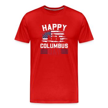 Happy Columbus Day USA Christopher Columbus - Men's Premium Organic T-Shirt - red - Front - Damien (186cm)