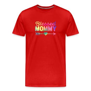 Blessed Mom Funny Mom Family Fitting Happy - Men's Premium Organic T-Shirt - red - Front - Damien (186cm)