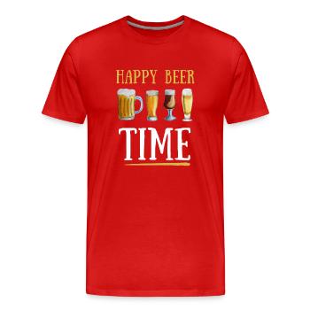 Glückliche Bierzeit - Männer Premium Bio T-Shirt - Rot - Vorne - Damien (186cm)