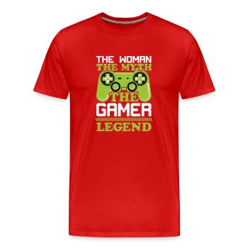 Femme Mythe Gamer Gambler Fille Fille - T-shirt bio Premium Homme - rouge - Devant - Damien (186cm)