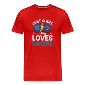 Mädchen Zocker Frau Gaming Game - Männer Premium Bio T-Shirt - Rot - Vorne - Damien (186cm)
