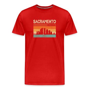 Sacramento Kalifornien - Männer Premium Bio T-Shirt - Rot - Vorne - Damien (186cm)