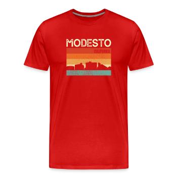 Modesto Kalifornien - Männer Premium Bio T-Shirt - Rot - Vorne - Damien (186cm)