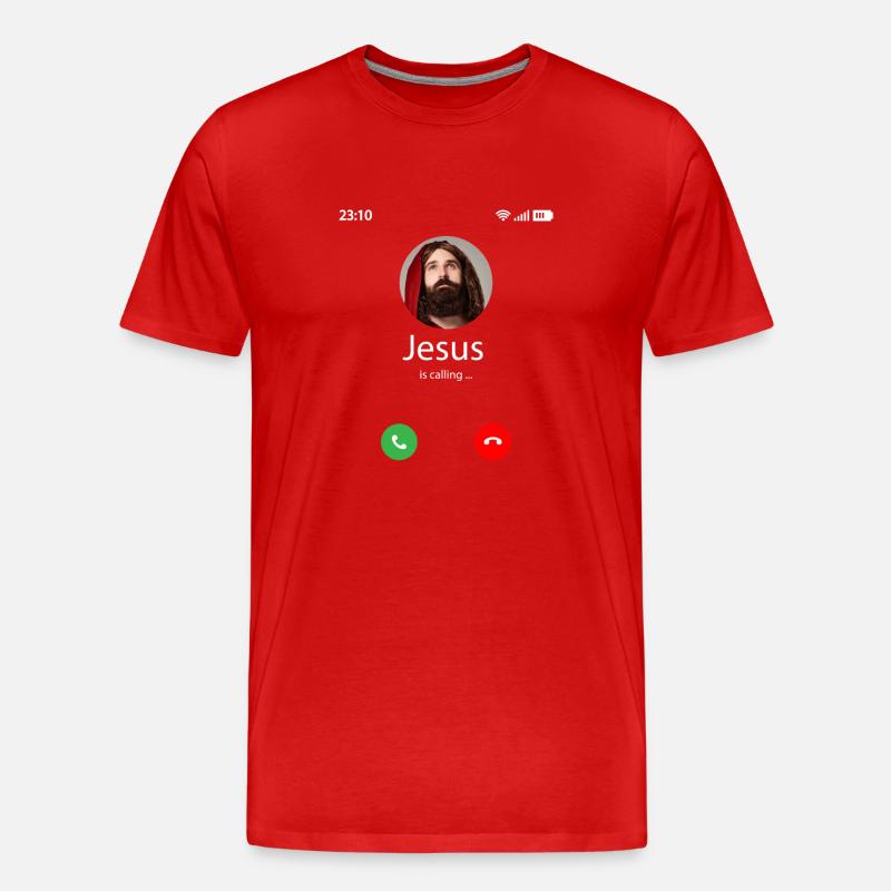 Jesus is calling - Männer Premium Bio T-Shirt - Rot