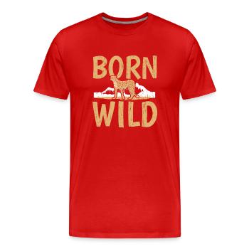Né Guépard sauvage Gardien d’animaux sauvages - T-shirt bio Premium Homme - rouge - Devant - Damien (186cm)