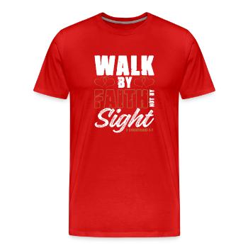 aller avec la foi - T-shirt bio Premium Homme - rouge - Devant - Damien (186cm)
