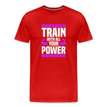 training fitness power - Männer Premium Bio T-Shirt - Rot - Vorne - Damien (186cm)