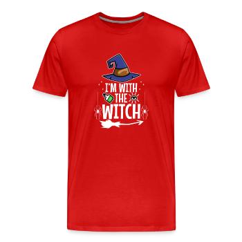 Je suis avec la sorcière - T-shirt bio Premium Homme - rouge - Devant - Damien (186cm)