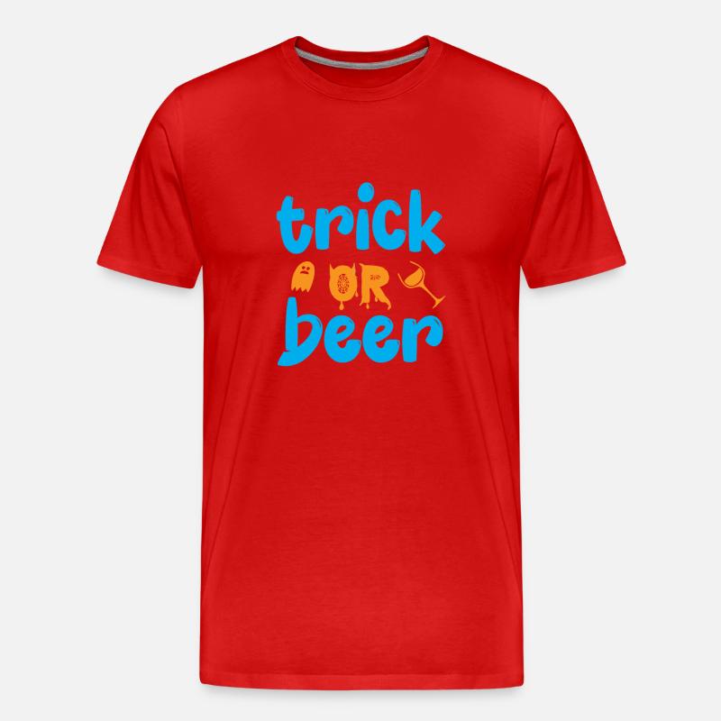 Trick oder Bier - Halloween-Humor - Männer Premium Bio T-Shirt - Rot